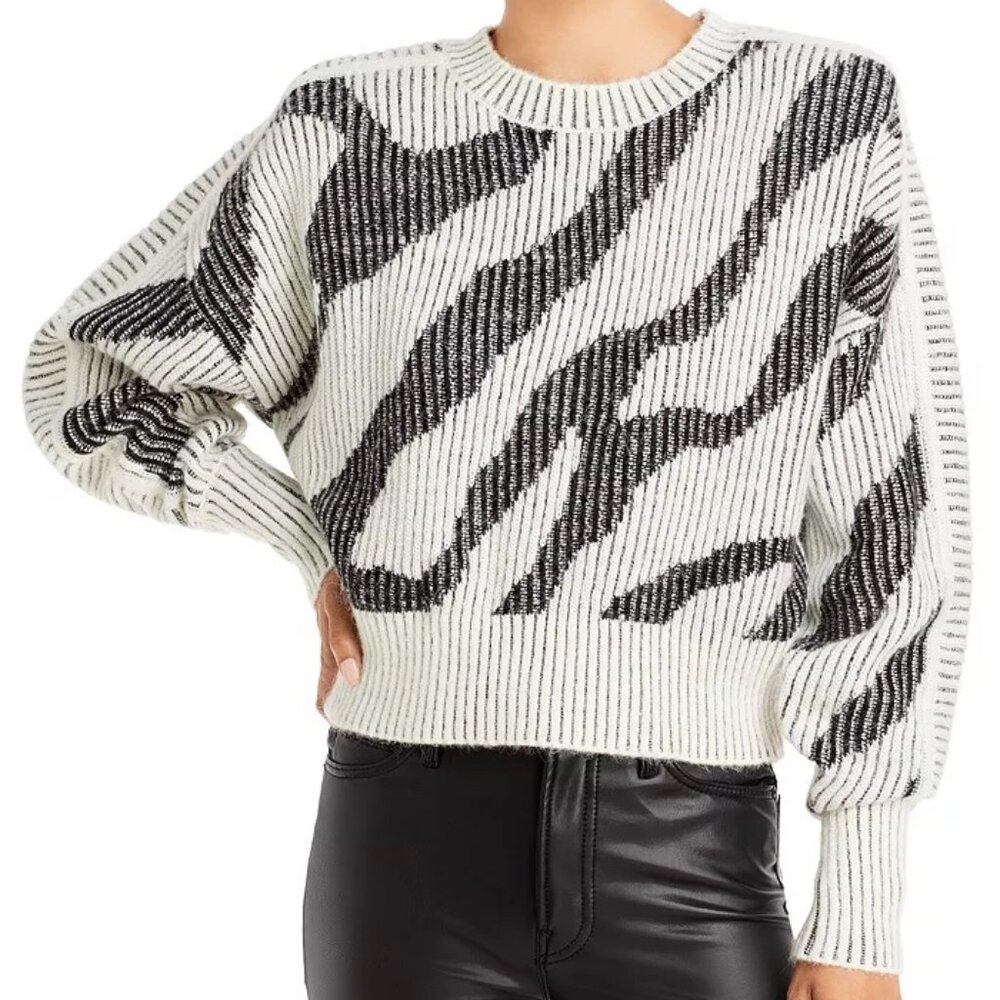 NO LONGER AVAILABLE Voryta Zebra Crewneck Sweater, small